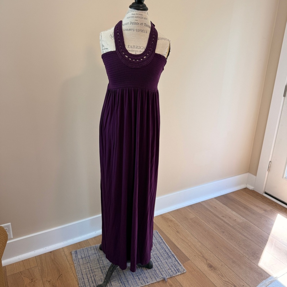 a.n.a Women's Purple‎ Crochet Halter Maxi Dress Size XL
